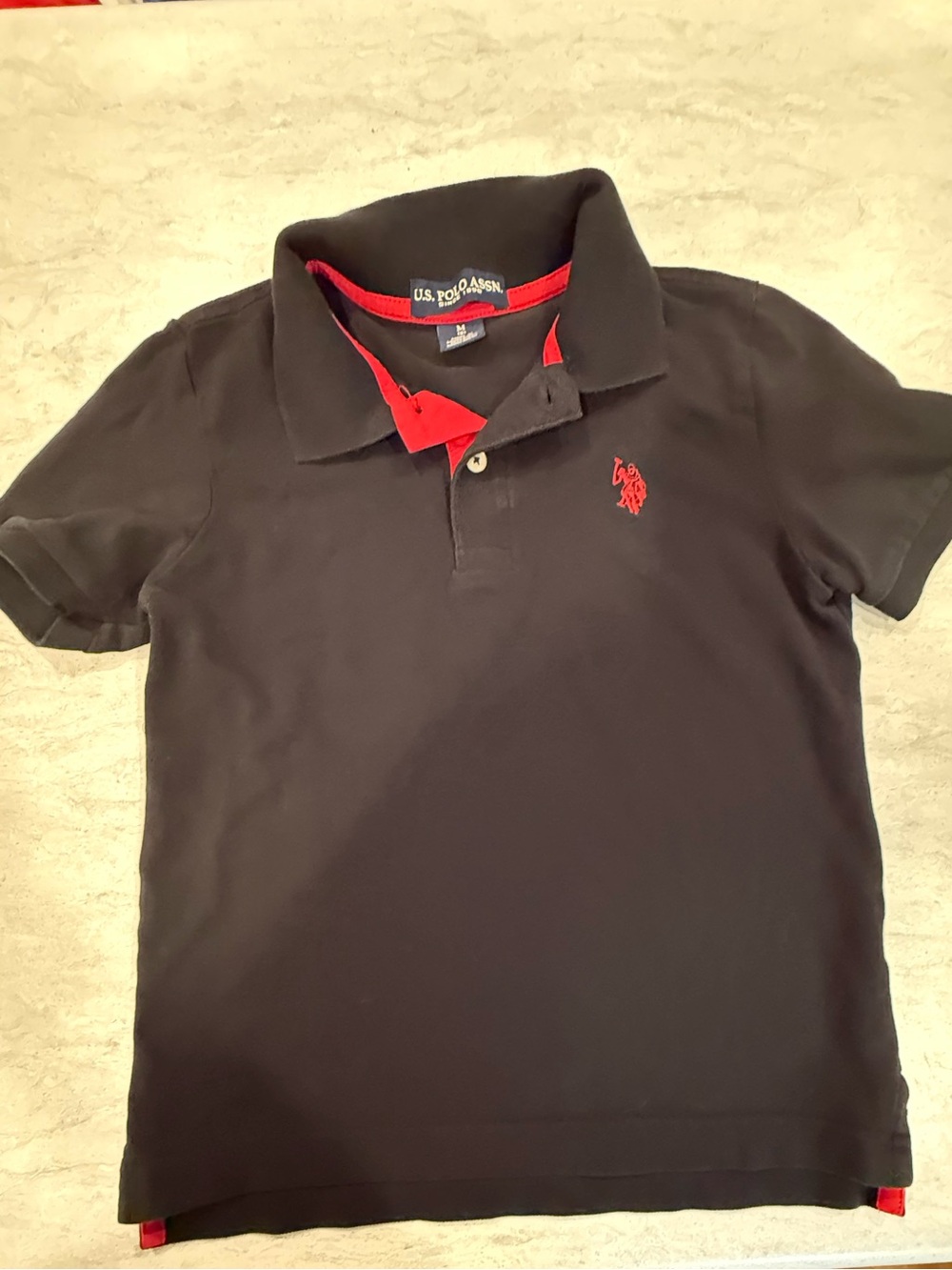 U.S. Polo Assn. Black Polo with Red Accents